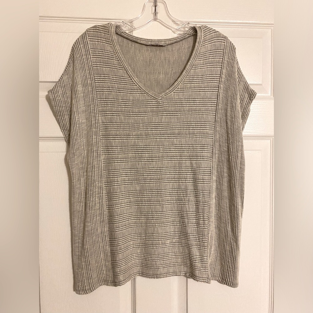 Acemi short sleeve striped top Large